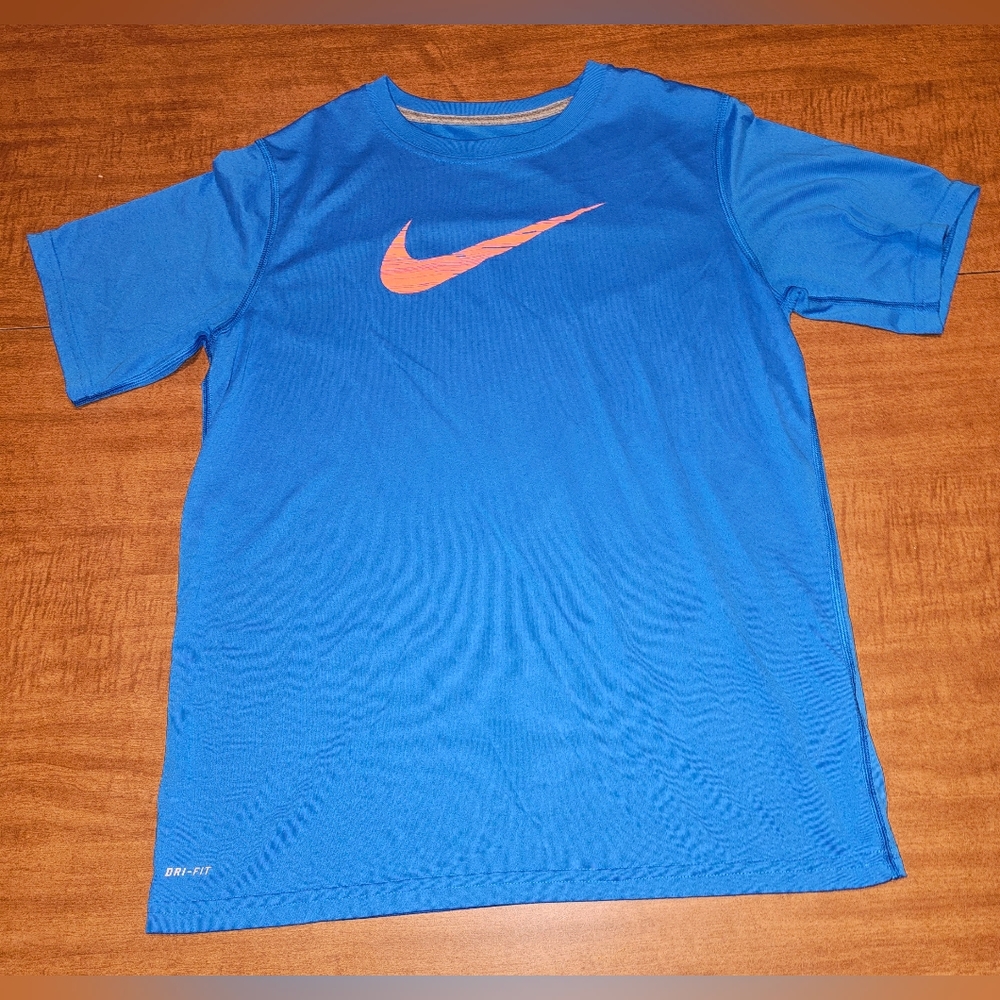 Nike Shirt Mens Blue Orange Pro Fitted Compression Performance Drifit Tee XL  E9